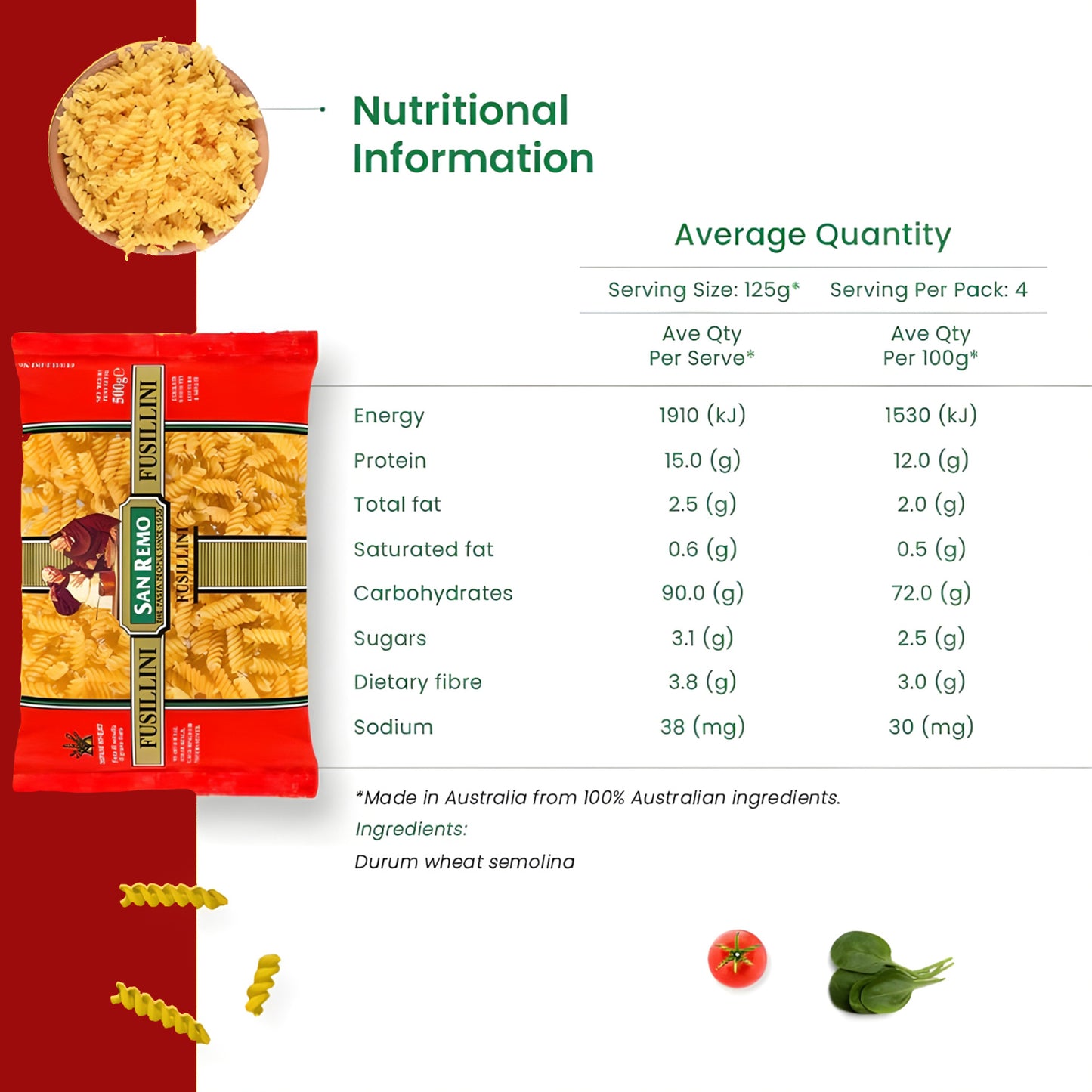 San Remo - Fusilli Pasta (500g)