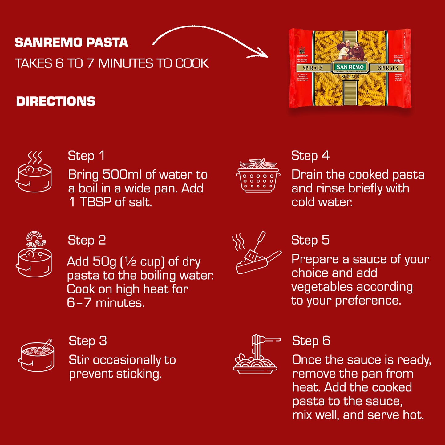 San remo Veg Spirals Pasta, 375g